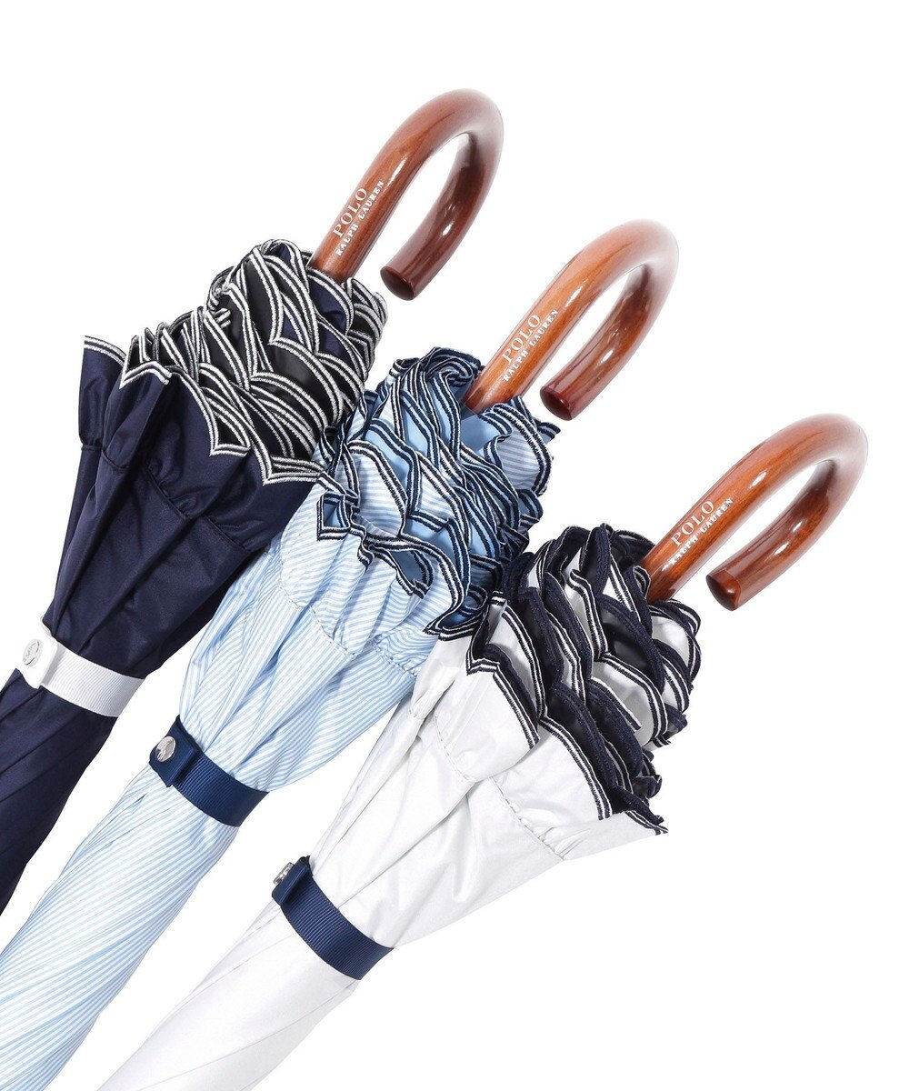 MOONBAT 【WEB限定】POLO RALPH LAUREN（ポロ ラルフローレン）晴雨兼用日傘 長傘 ワンポイントベア刺繍 フリル 一級遮光 遮熱 UV 