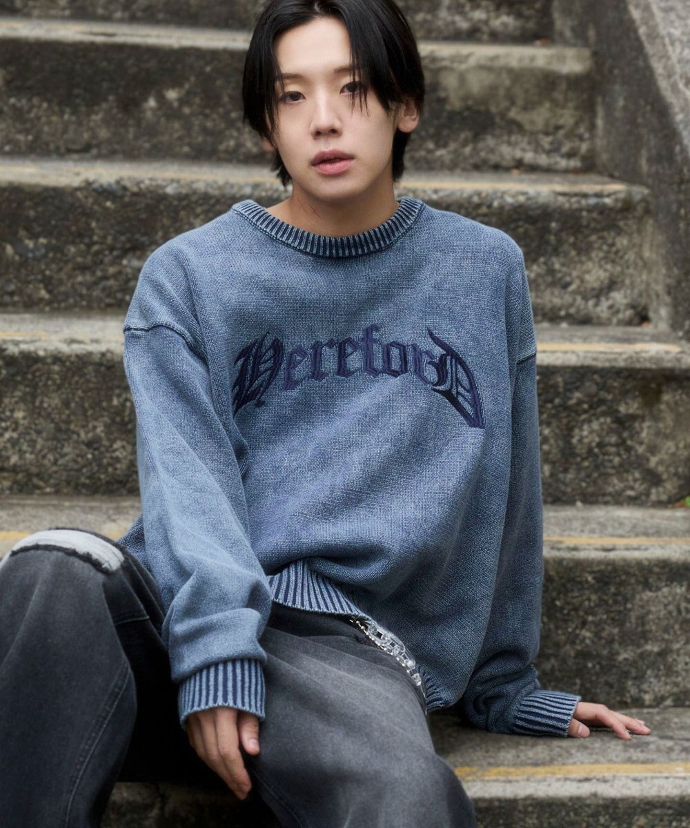 WEGO ブリーチニットグラフィックプルオーバー 