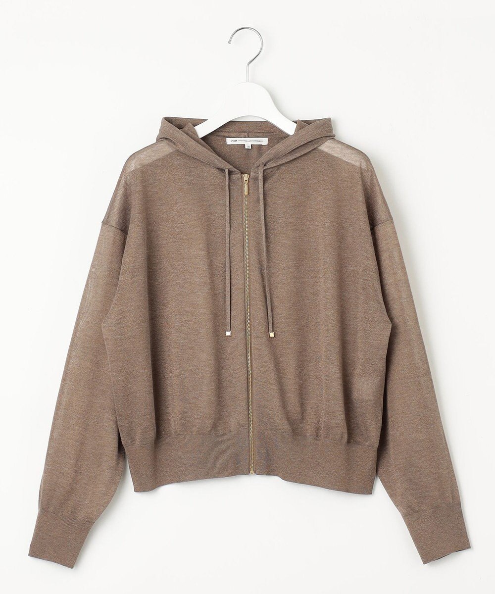 23区 S 【洗える】シャイニーシアー ニットパーカー 