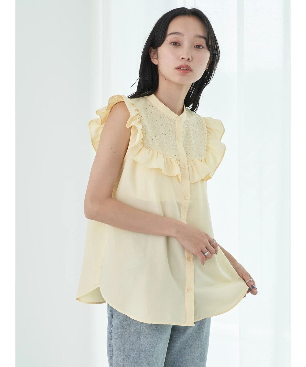 earth music&ecology デコルテレースフリルブラウス 