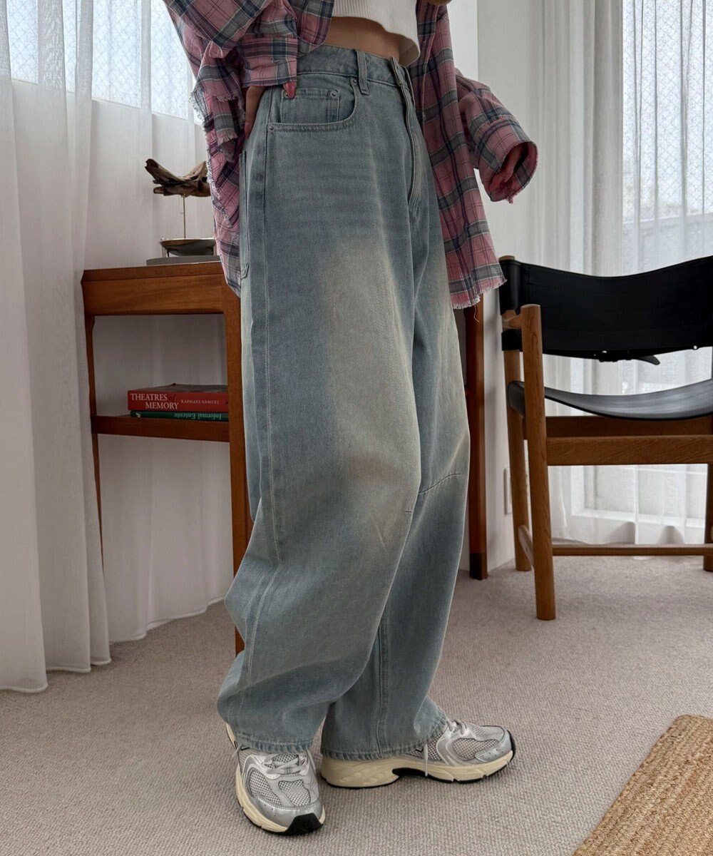 WEGO サマーデニムバレルレッグパンツ 