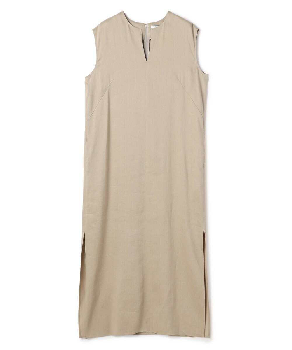 BEIGE， MICA / リネンブレンドノースリーブロングドレス 