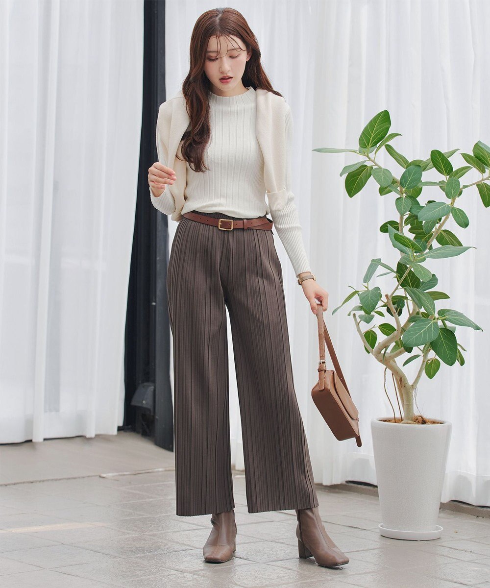 Tiaclasse 裏起毛ボックスプリーツパンツ 