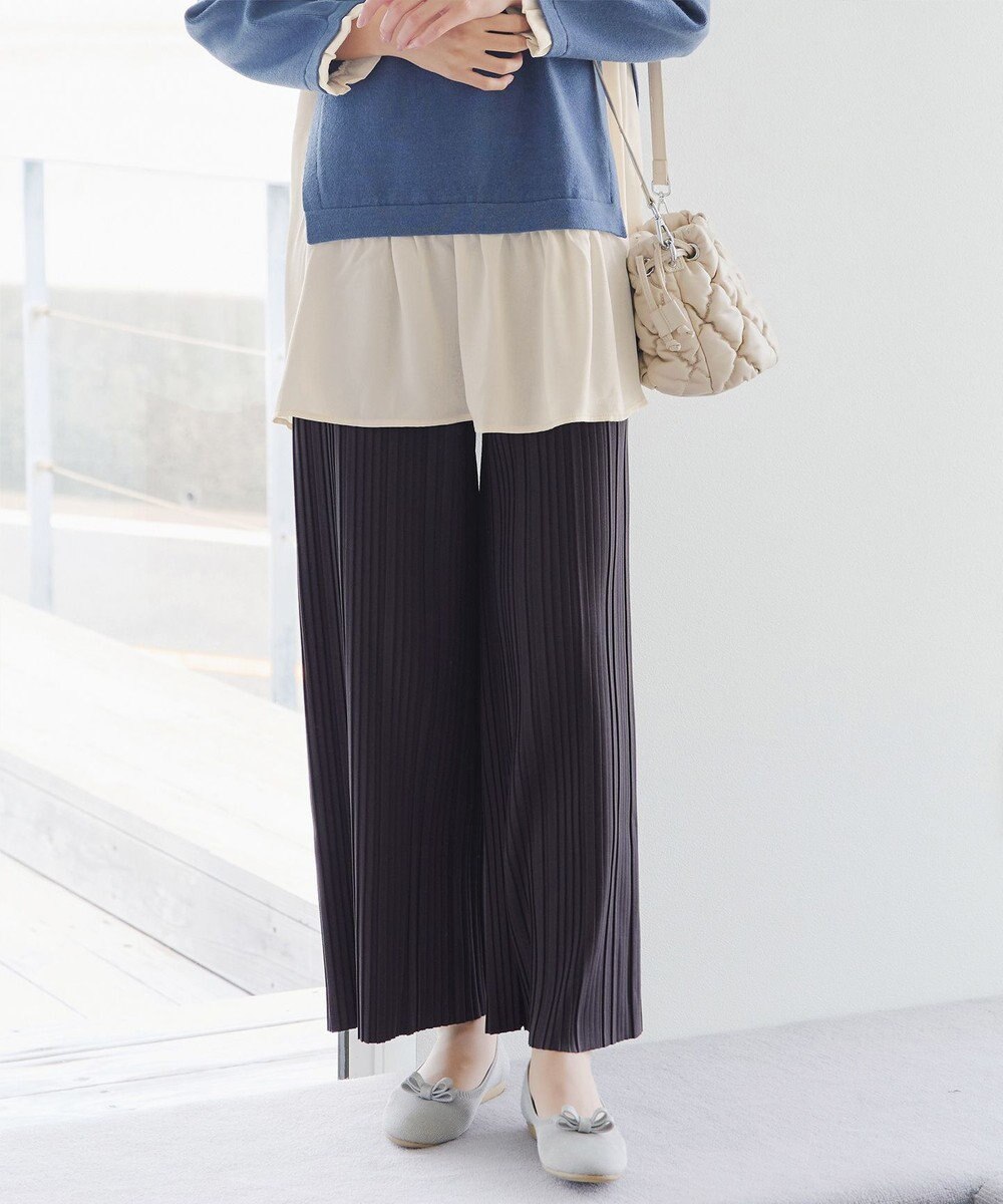 Tiaclasse 裏起毛ボックスプリーツパンツ 