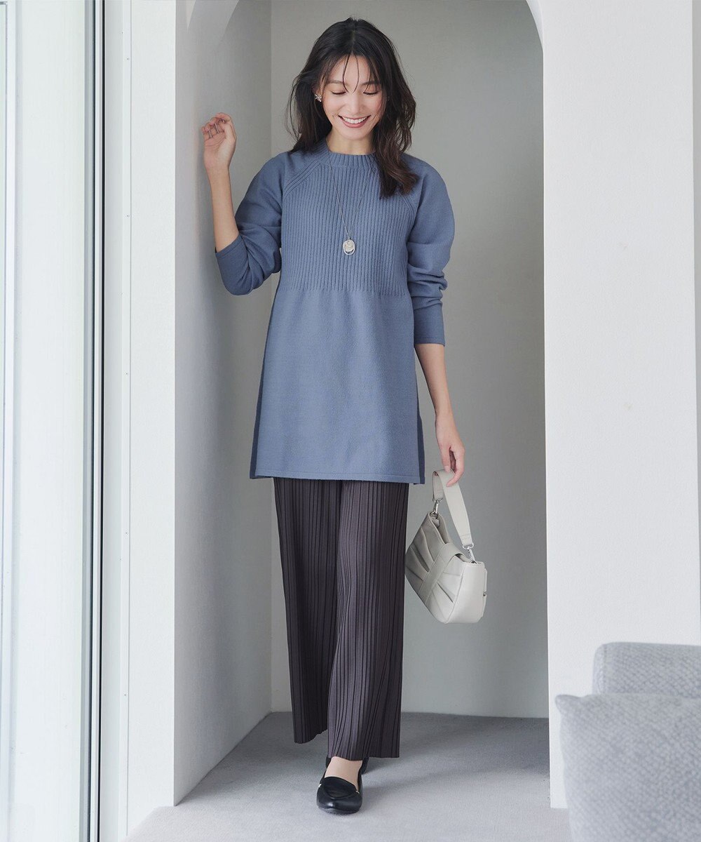 Tiaclasse 裏起毛ボックスプリーツパンツ 