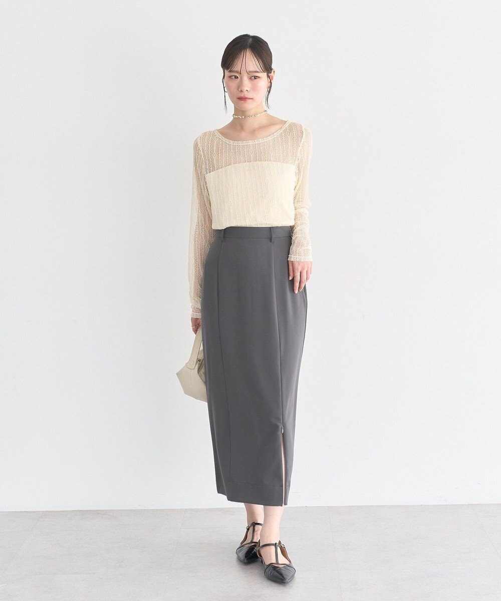 earth music&ecology レースドッキングボートネックプルオーバー 