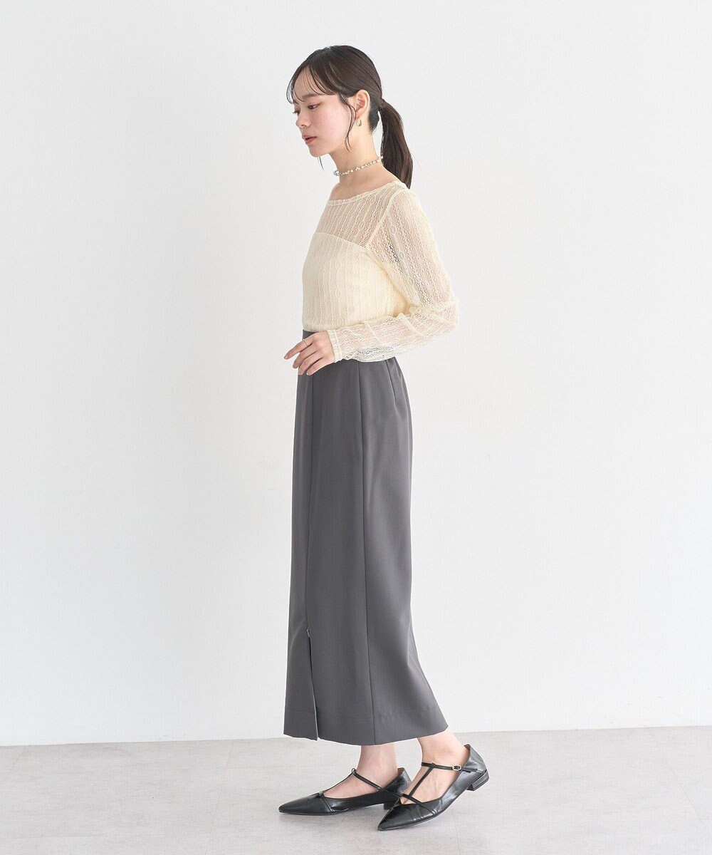 earth music&ecology レースドッキングボートネックプルオーバー 