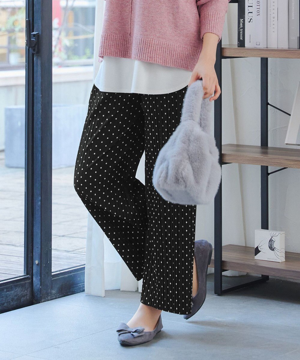 Tiaclasse 裏起毛ボックスプリーツパンツ 