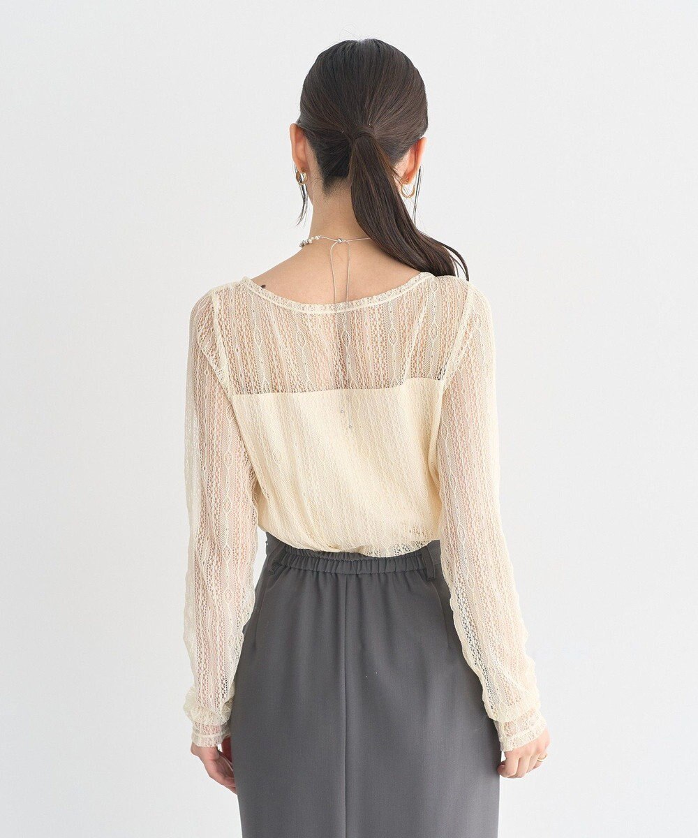 earth music&ecology レースドッキングボートネックプルオーバー 