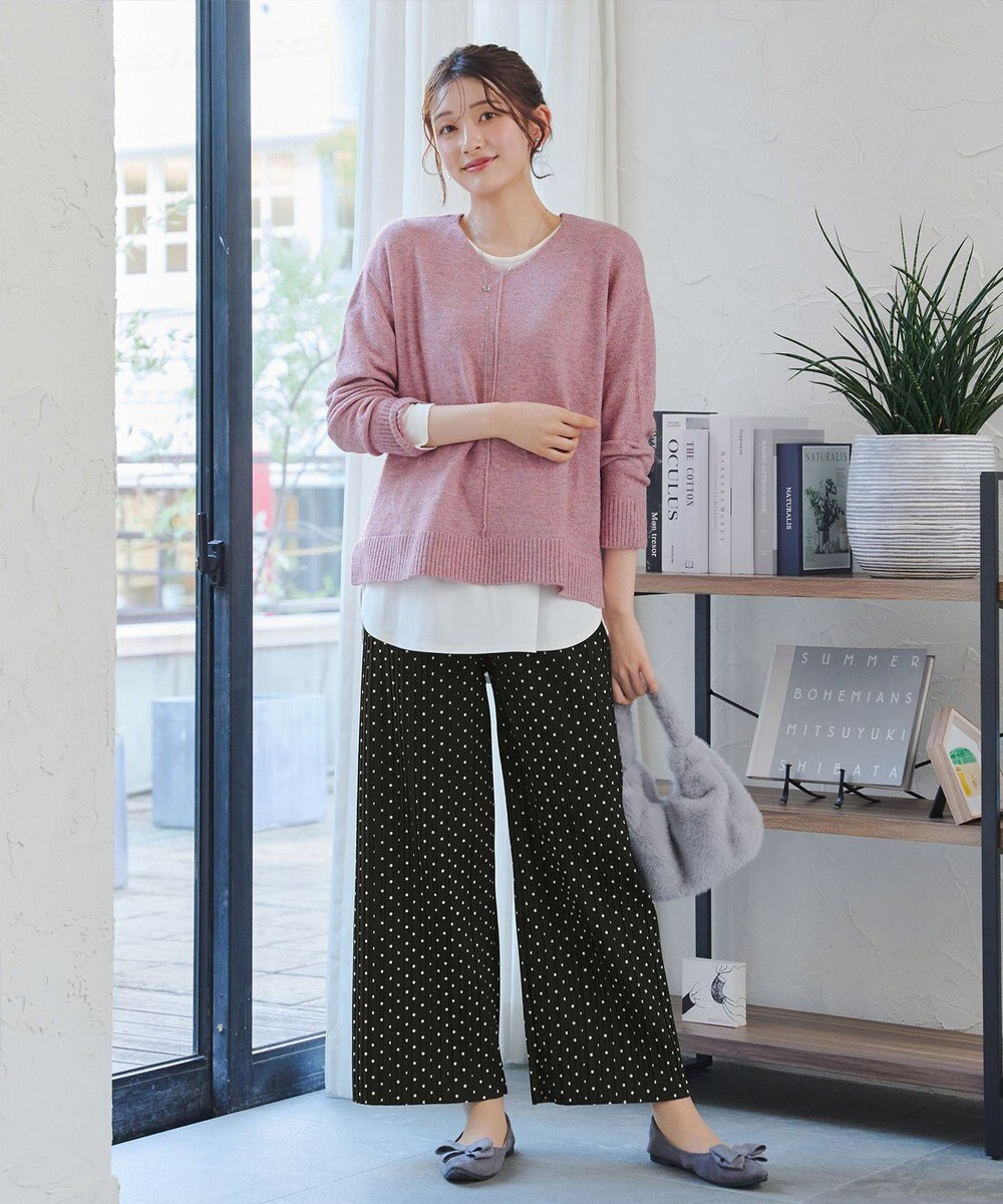 Tiaclasse 裏起毛ボックスプリーツパンツ 