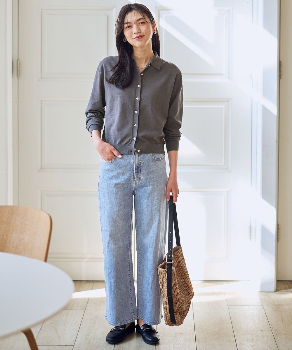 ANY コットンブレンドポロカーデ 