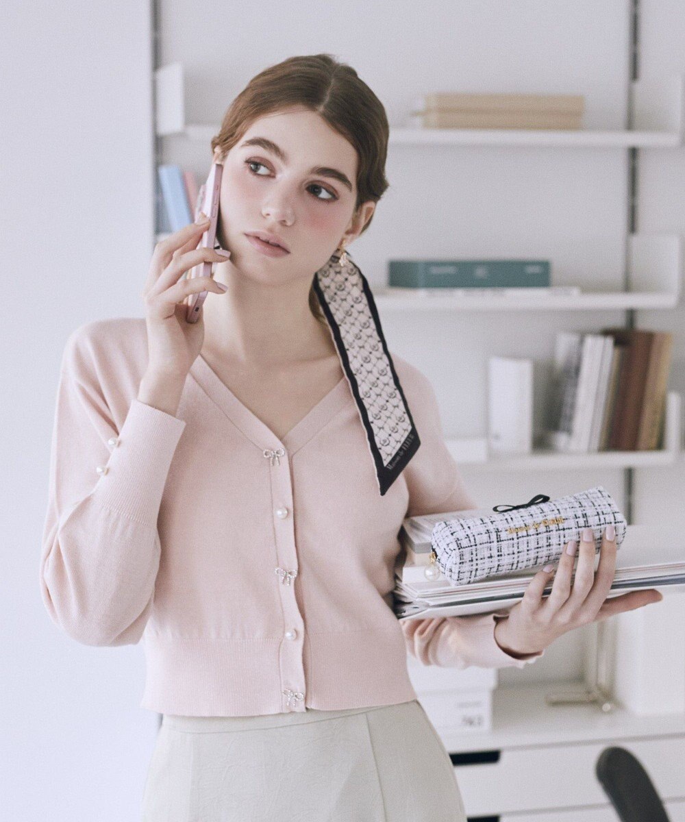 Maison de FLEUR ビジューリボンカーディガン 