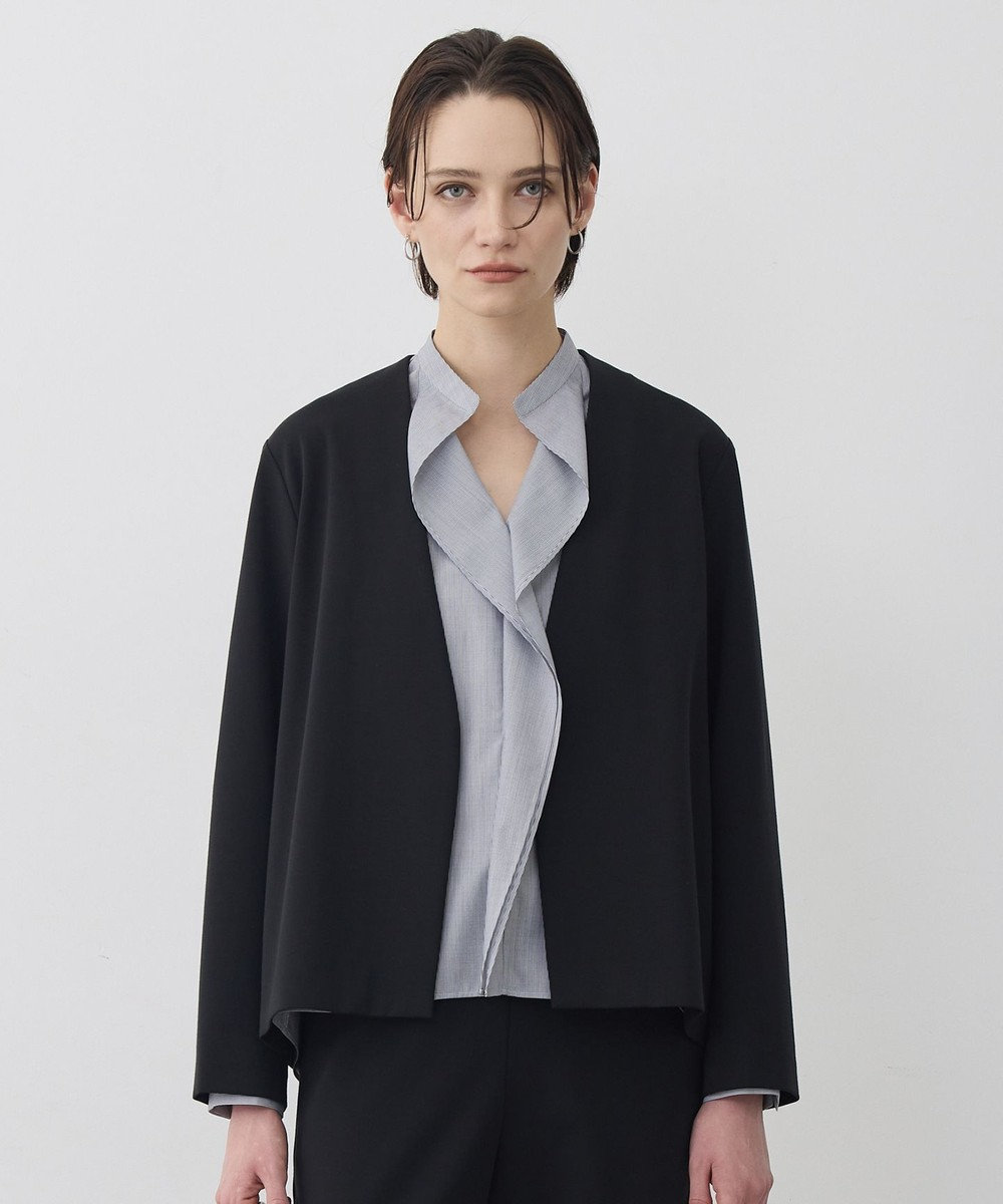 ICB L ナイロンストレッチポンチ ノーカラージャケット 