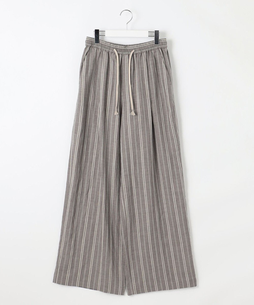 自由区 S 【カタログ掲載・セットアップ対応・洗える】リネンビスコースストライプドロスト パンツ 