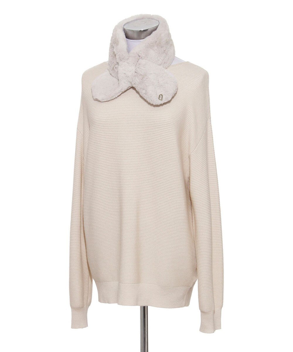 MOONBAT FURLA（フルラ）プチリボンマフラー  アーチロゴ フェイクファー 