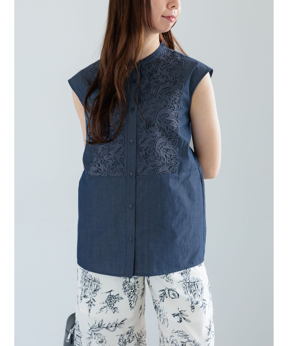 Te chichi リーフレースノースリーブチュニックシャツ 