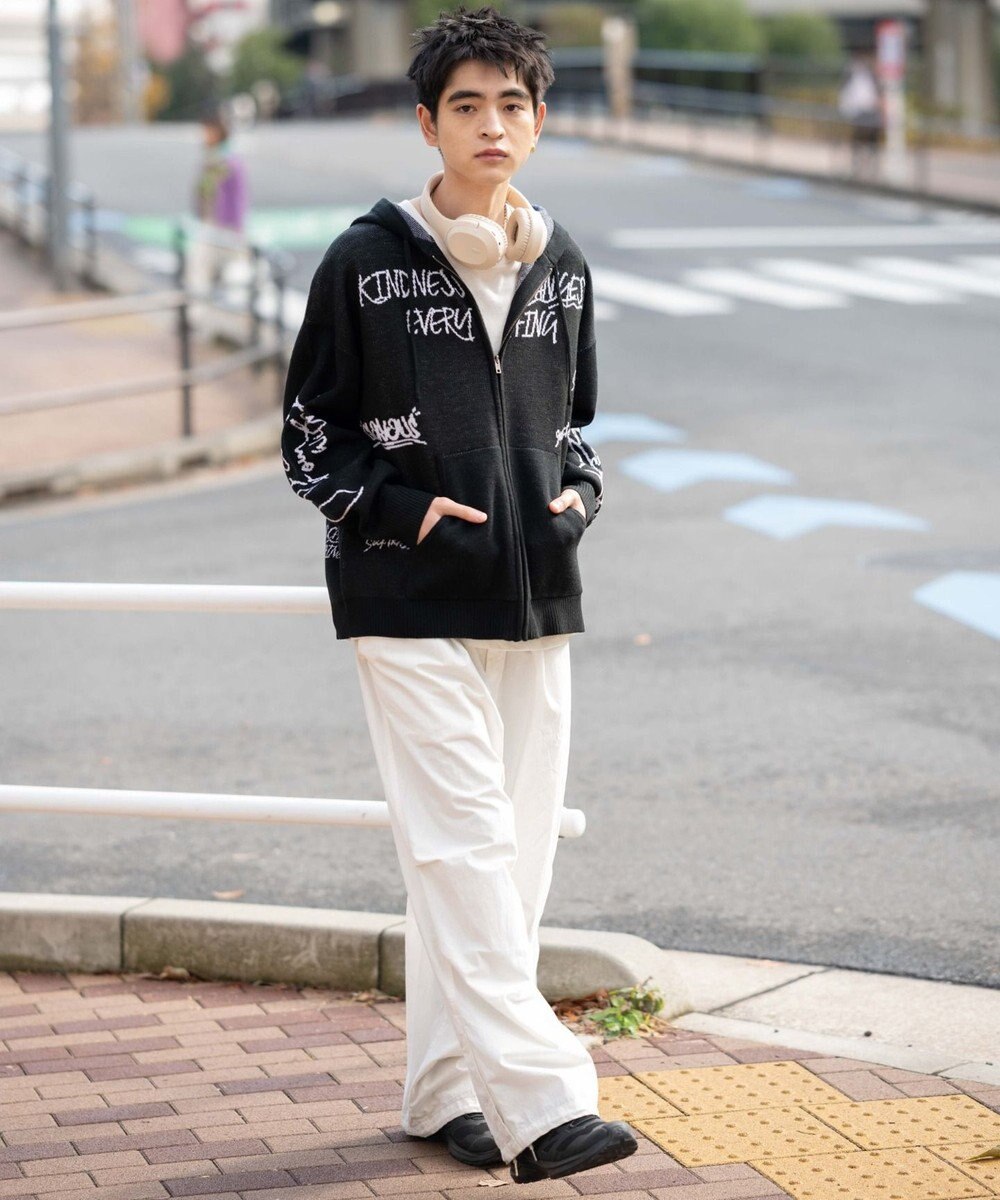 WEGO ジャガードグラフィックニットZIPパーカー 