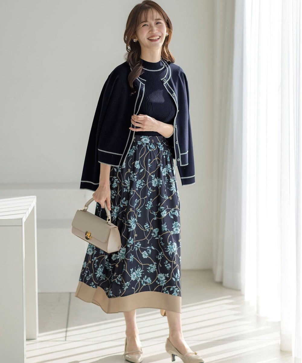 ANY SIS 【アンサンブル対応】バイカラーニット カーディガン 