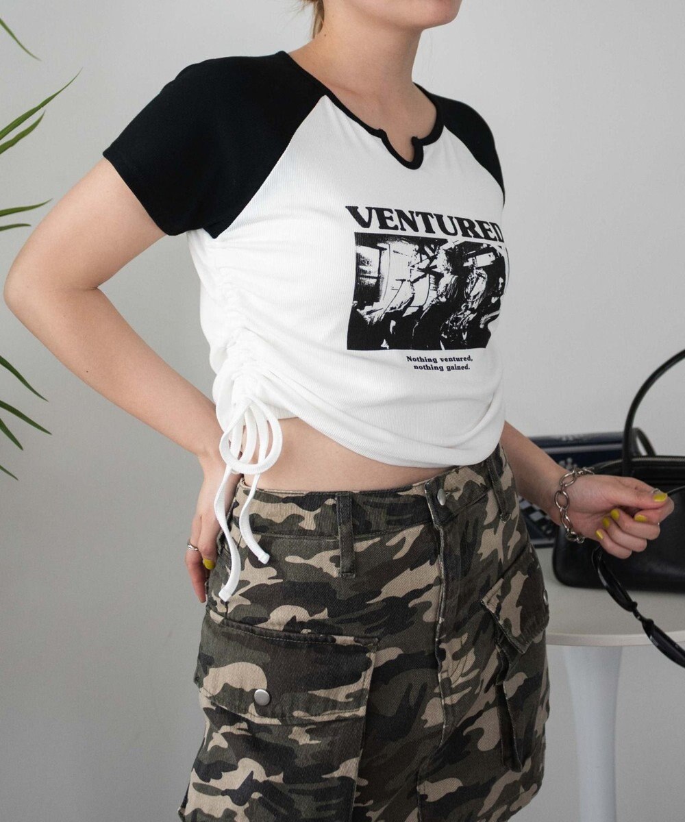 WEGO キーネックサイドレースアップちびT 