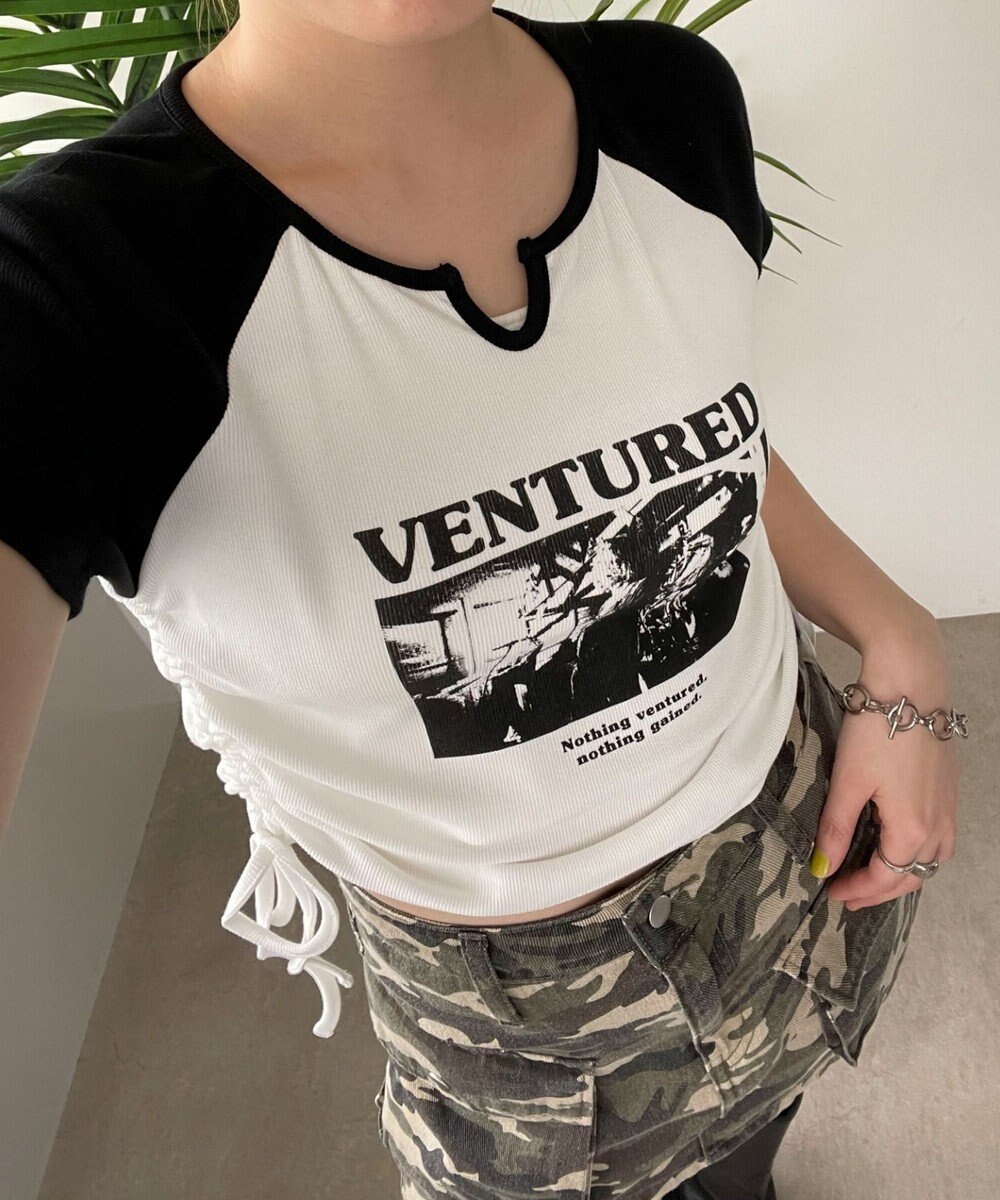 WEGO キーネックサイドレースアップちびT 