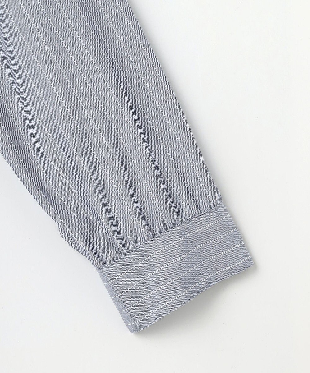 J.PRESS LADIES L ストライプ×エンブロイダリー バンドカラー ブラウス 