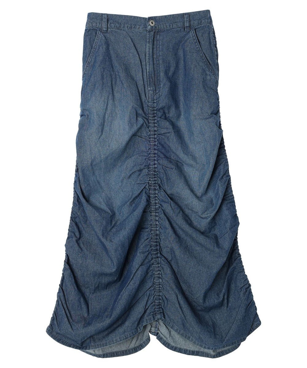 Green Parks ・ＳＵＧＡＲ　ＳＰＯＯＮ　シャーリングデニムスカート 