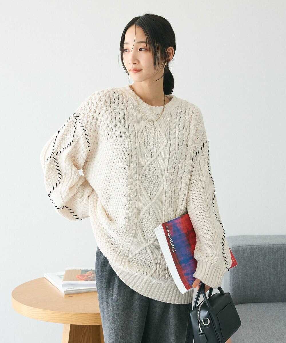 CRAFT STANDARD BOUTIQUE ハンドステッチケーブルニットチュニック 