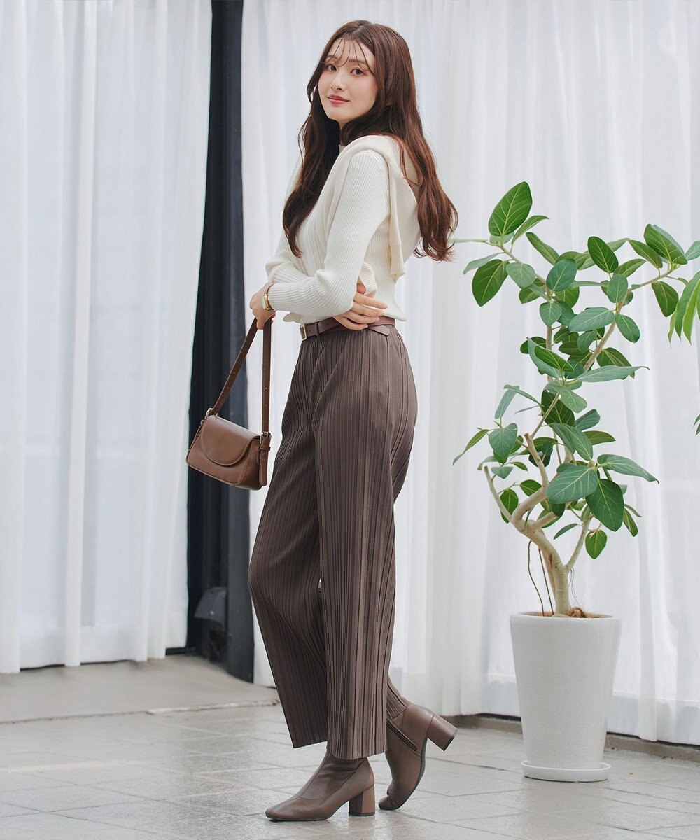 Tiaclasse 裏起毛ボックスプリーツパンツ 