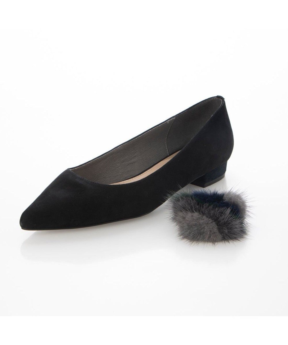MODE ET JACOMO <MODE ET JACOMO>ファー付ポインテッドトゥフラットパンプス 