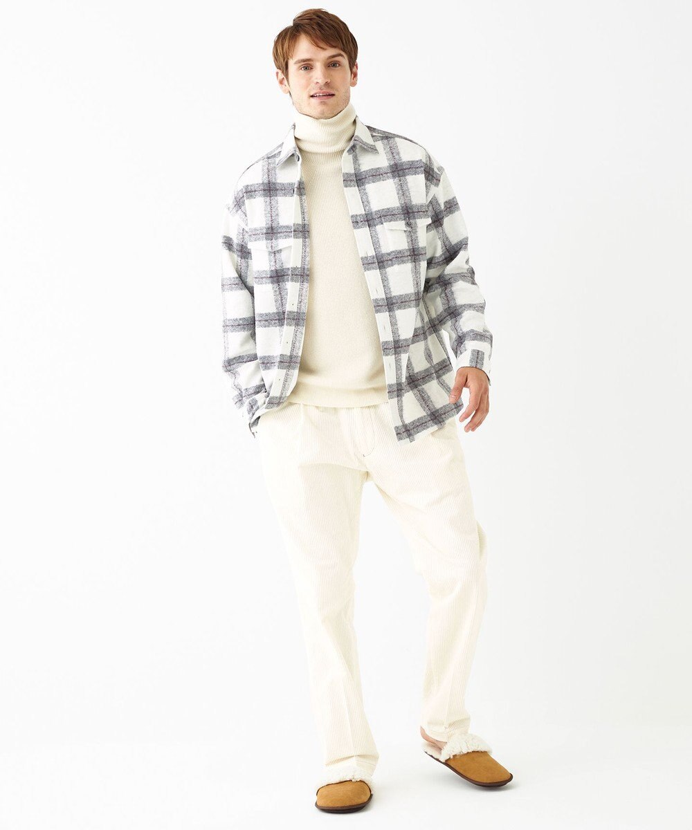 JOSEPH ABBOUD MOUNTAIN 【SPACE／UNISEX】フランネルジャージーブロック シャツ 