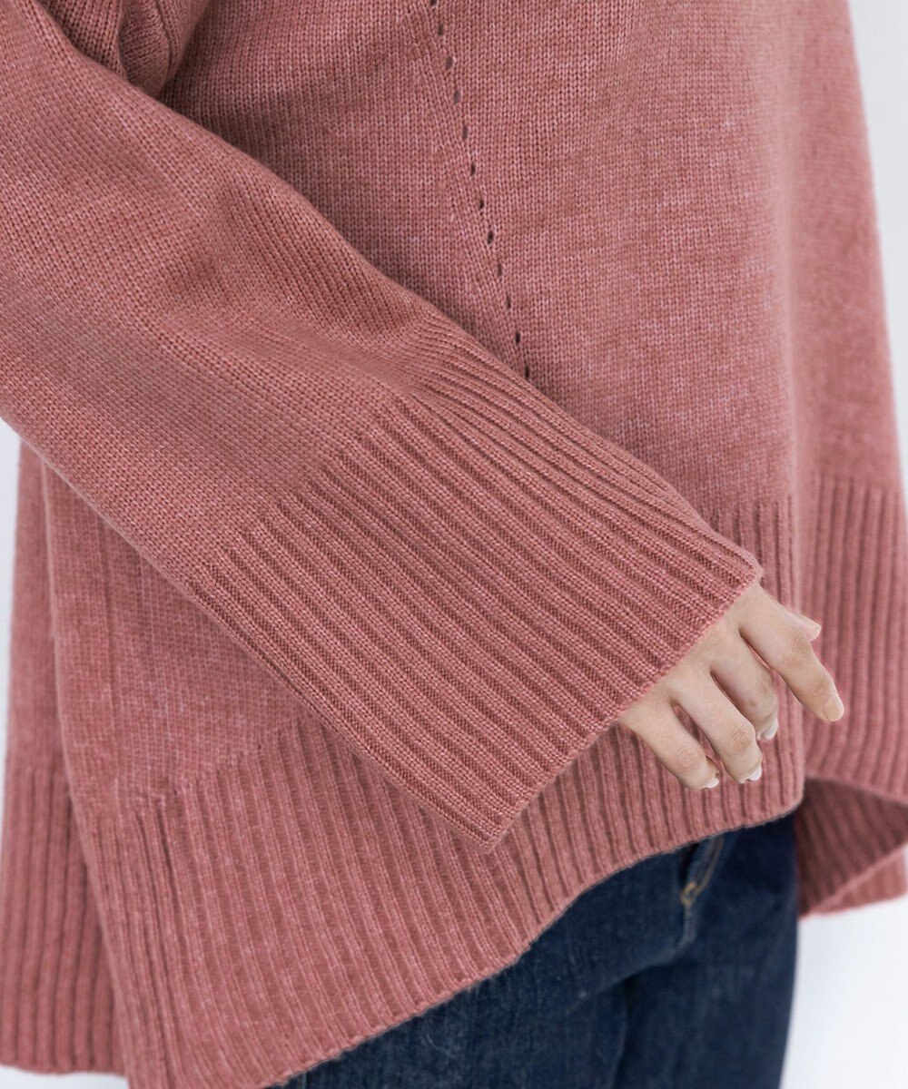 Tiaclasse L 【洗える】モックネックポインテルニットトップス 