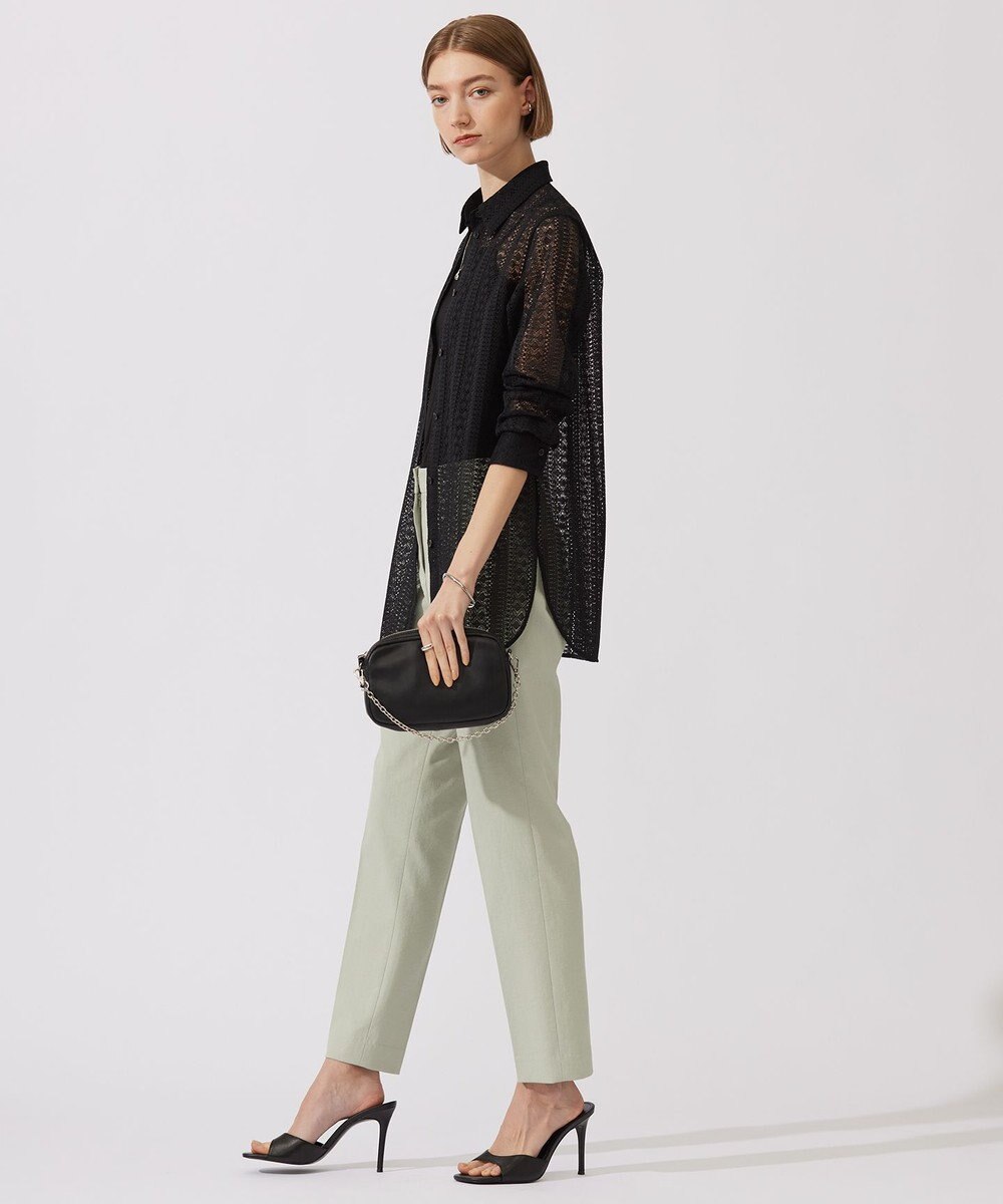 ICB 【洗える】 ストライプラッセルレース シャツ 