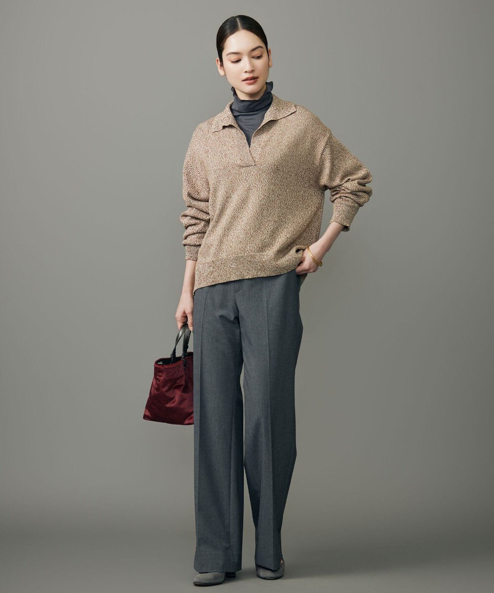 自由区 S ペーパーウールコットン襟付き ニット 