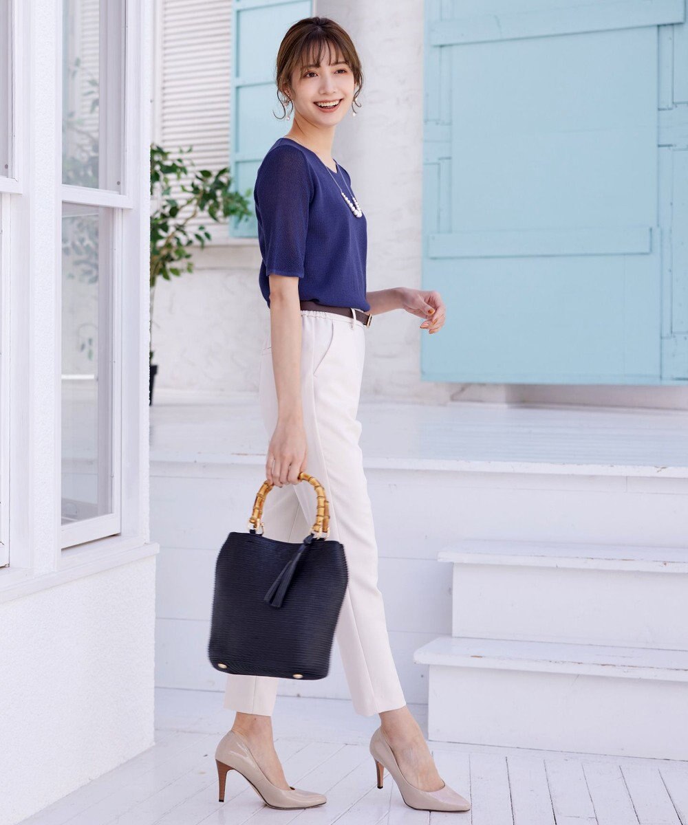 Tiaclasse L 【洗える】シアースリーブニットトップス 