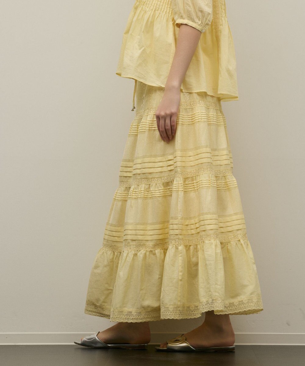 GRACE CONTINENTAL ピンタックティアードスカート 