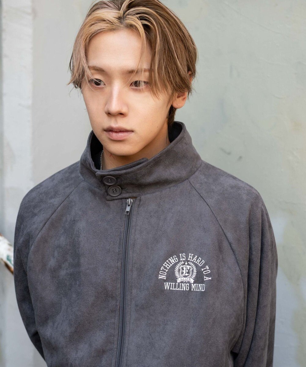 WEGO 【ユニセックス着用ITEM/MLサイズ展開】フェイクスウェードロゴスウィングトップ 