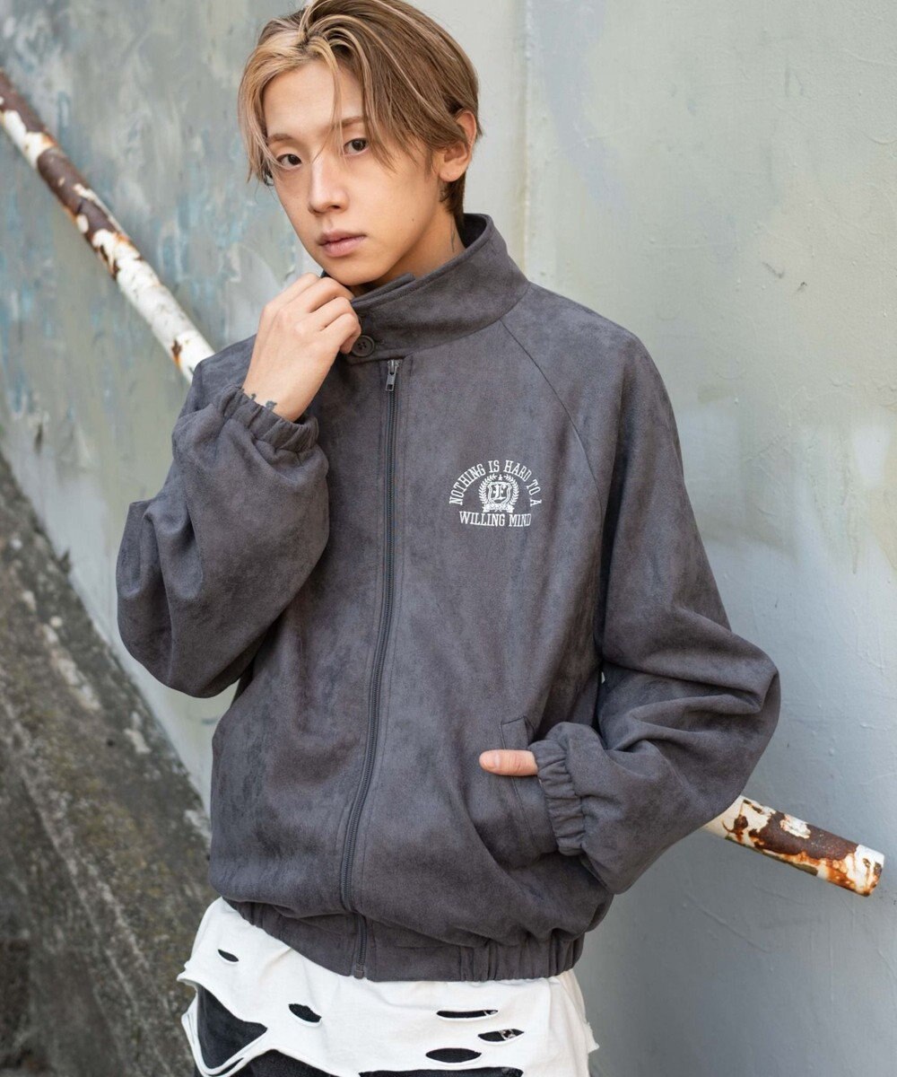 WEGO 【ユニセックス着用ITEM/MLサイズ展開】フェイクスウェードロゴスウィングトップ 