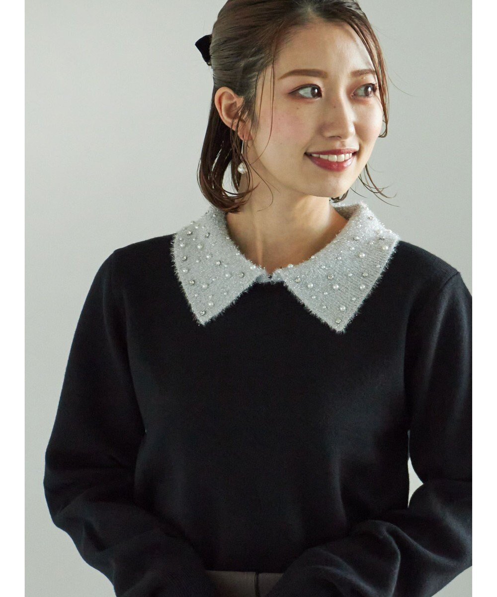 Te chichi ラメフェザーデコラカラーニット 