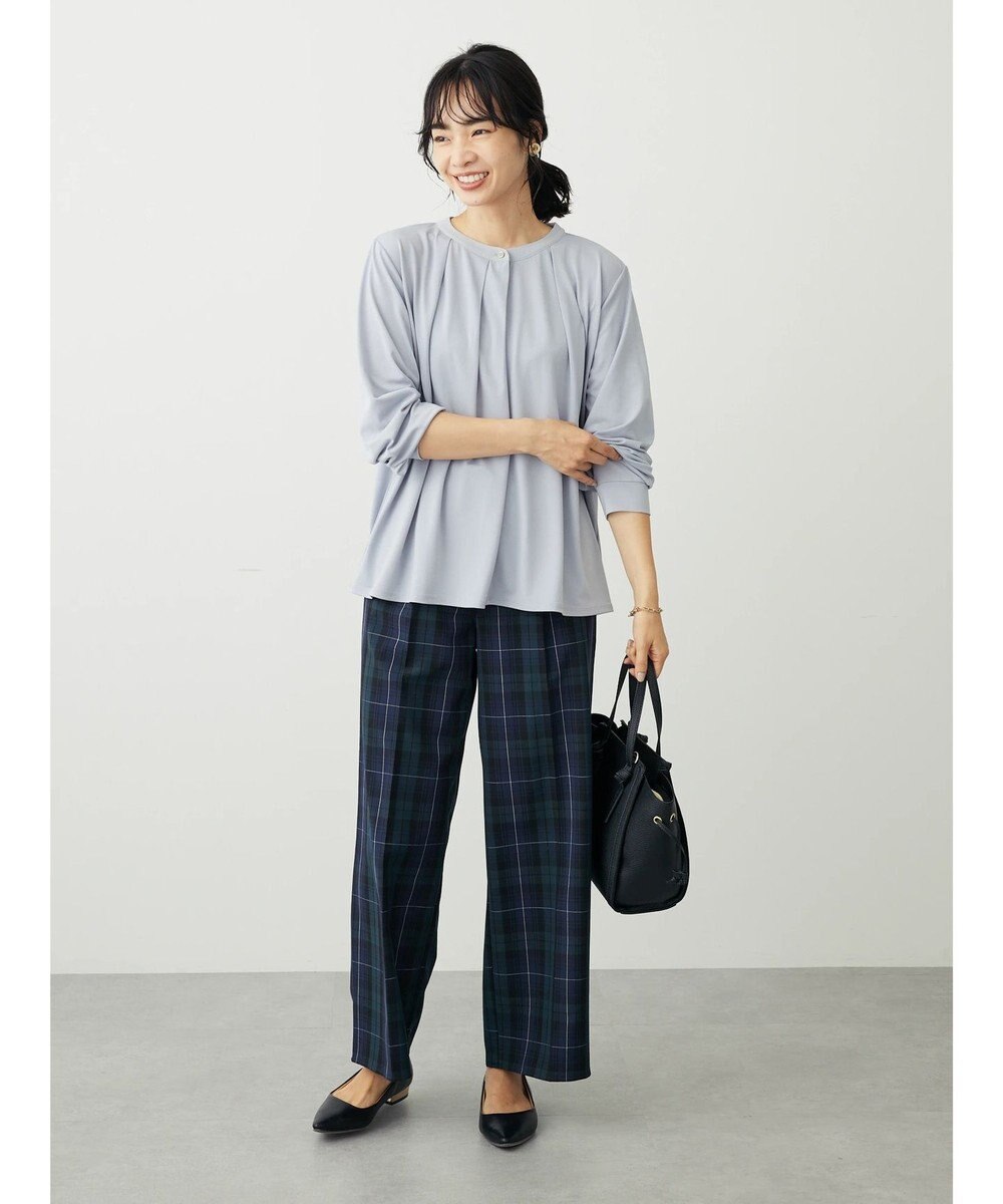 Green Parks きれいシルエットチェックワイドパンツ 