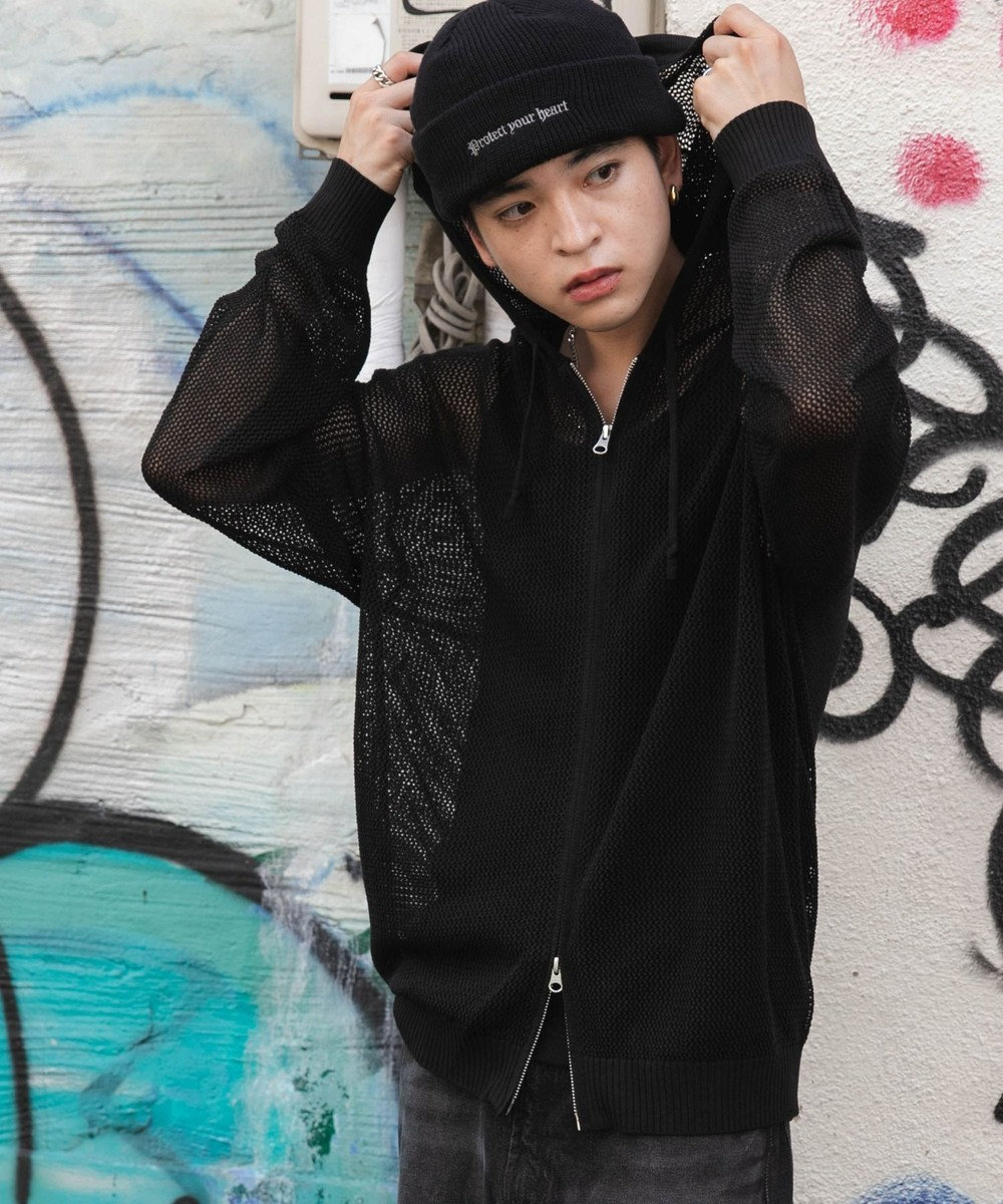 WEGO 【ユニセックス着用ITEM】メッシュニットZIPパーカー 