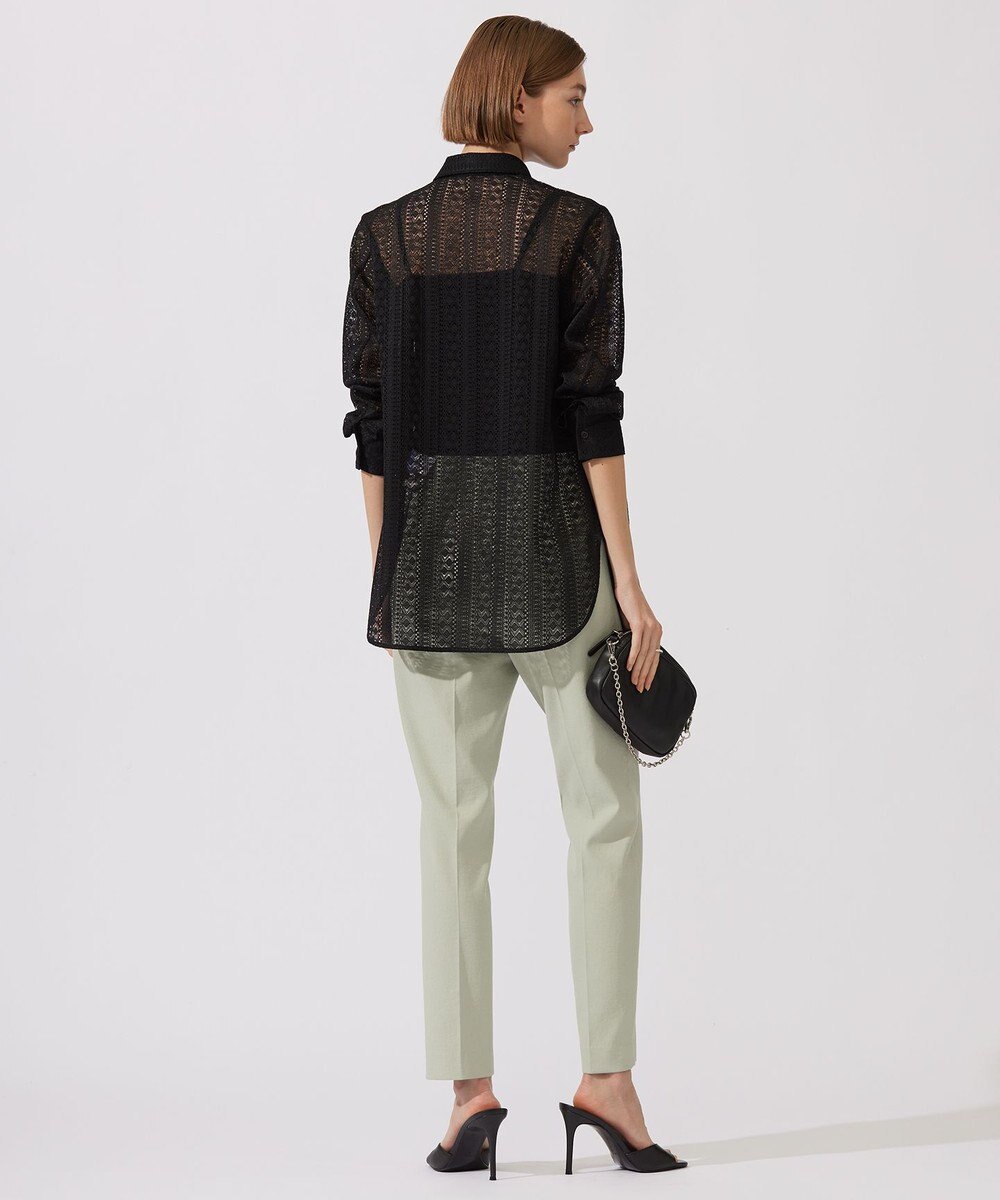 ICB 【洗える】 ストライプラッセルレース シャツ 