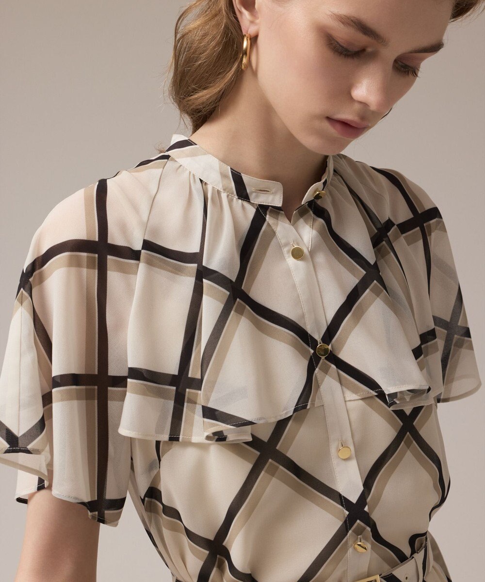 GRACE CONTINENTAL チェックプリントプリーツワンピース 