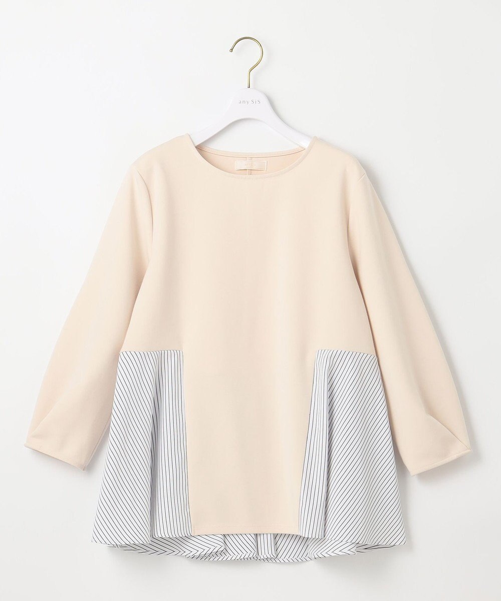 ANY SIS 【洗える】異素材コンビペプラム トップス 