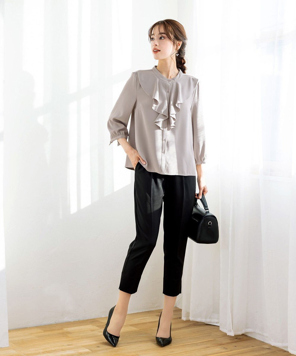 Tiaclasse 【洗える】スリットテーパードパンツ 