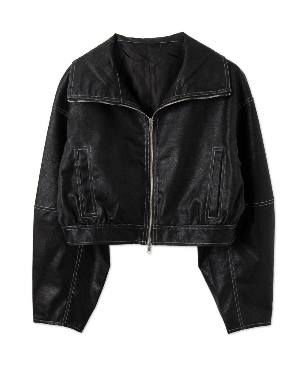 WEGO 配色ステッチWZIPショートブルゾン 