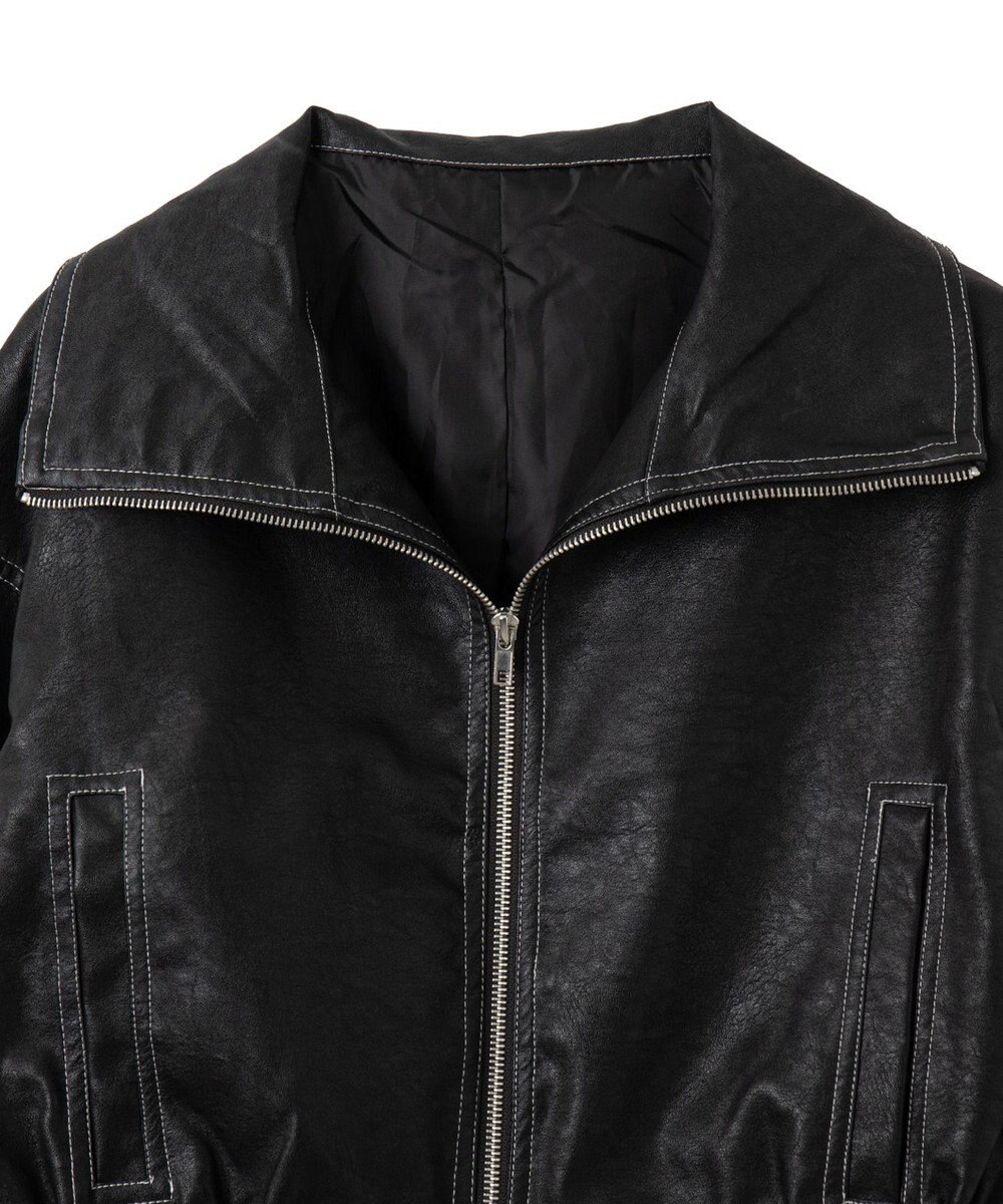 WEGO 配色ステッチWZIPショートブルゾン 