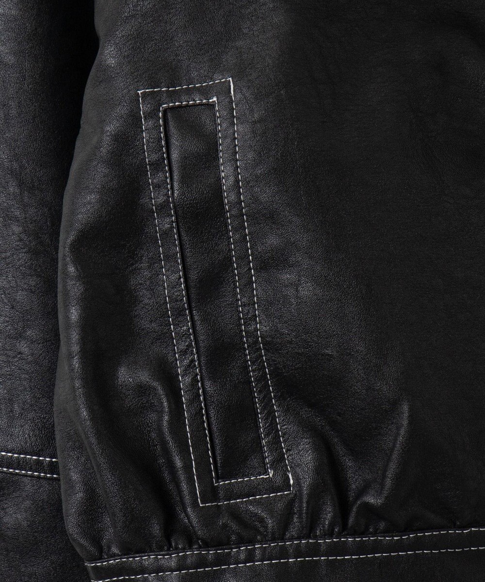 WEGO 配色ステッチWZIPショートブルゾン 