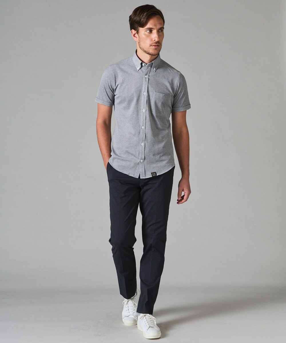 GOTAIRIKU 【吸汗速乾】クールマックス鹿の子 半袖ビズシャツ_ボタンダウン 