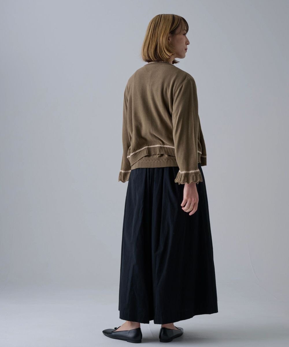 muuc 〈細番手の高級綿糸コットンコーマ糸〉〈洗練された繊維の滑らかな肌触り〉〈お家で洗えるニット〉模様編み ポピーの花リンクス編み カーディガン 