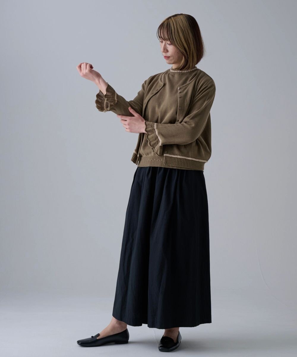 muuc 〈細番手の高級綿糸コットンコーマ糸〉〈洗練された繊維の滑らかな肌触り〉〈お家で洗えるニット〉模様編み ポピーの花リンクス編み カーディガン 